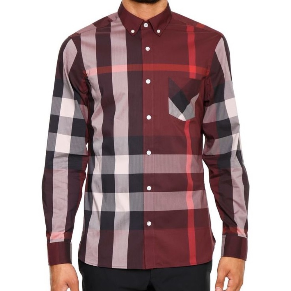 Burberry Men's Multicolor Plaid Button Down Shirt